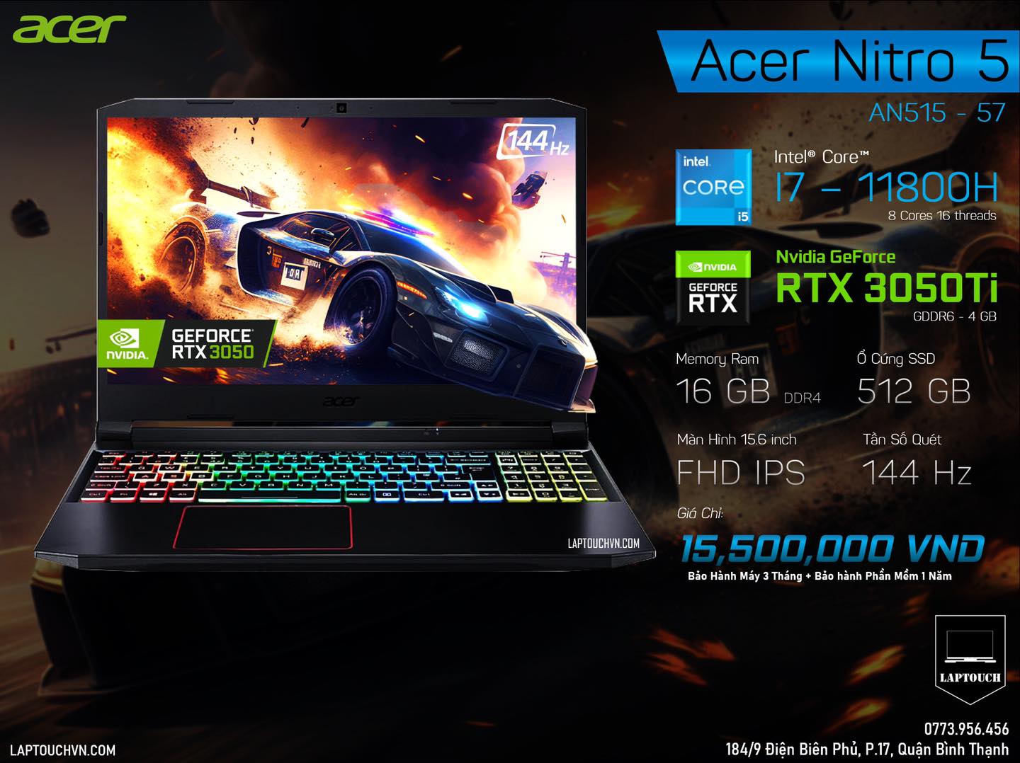 Acer Nitro 5 EAGLE 2021 [ RTX 3050Ti - 4 GB ]