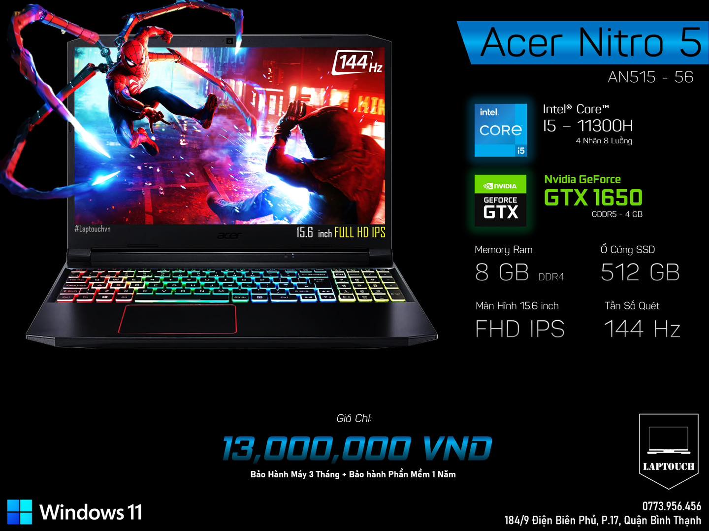Acer Nitro 5 [ Led RGB - 144 Hz - GTX 1650 ]