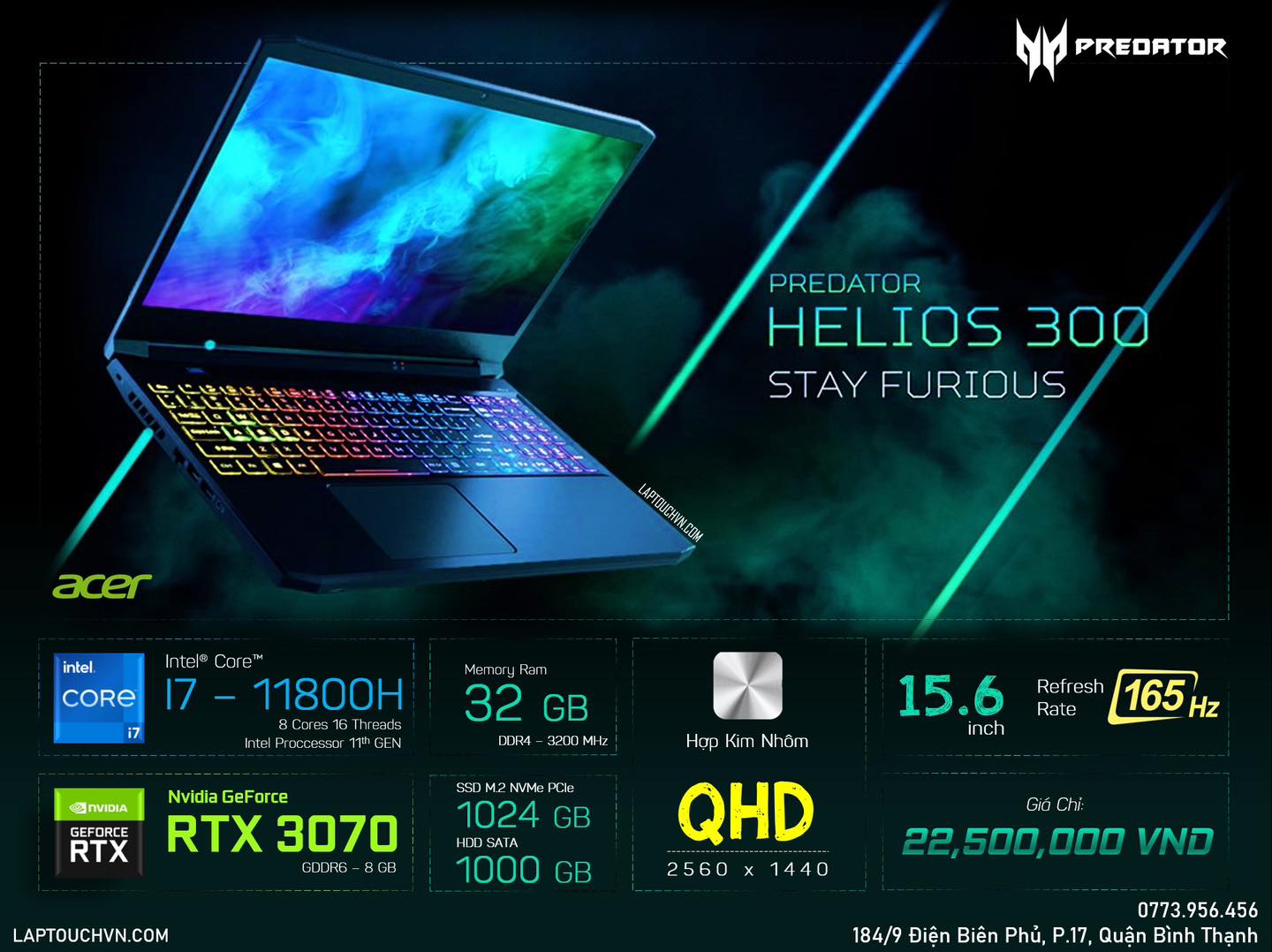 Acer Predator Helios 300 [ RTX 3070 - 8 GB ]