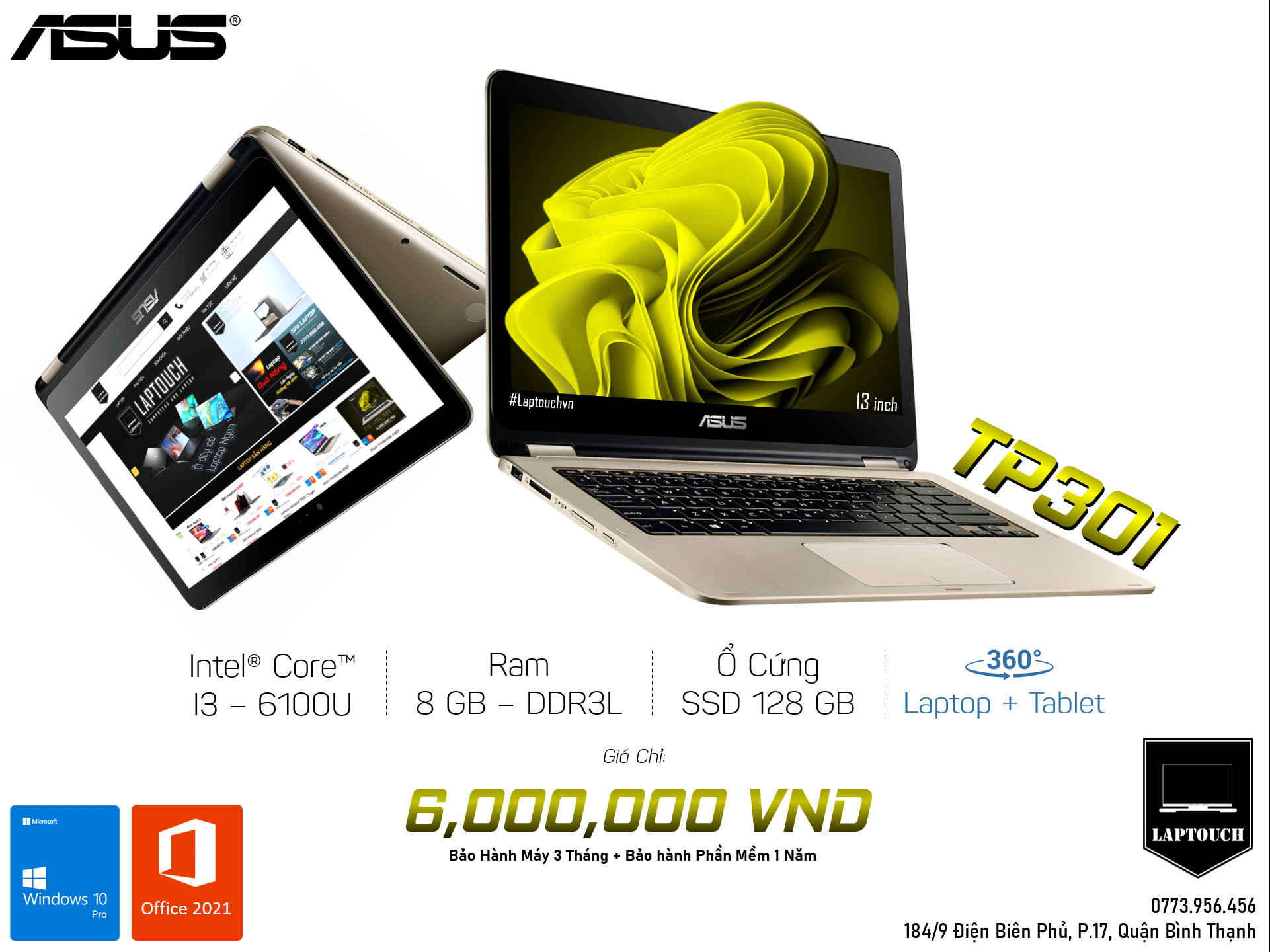 Asus TP301 [ Laptop + Tablet 360 ]